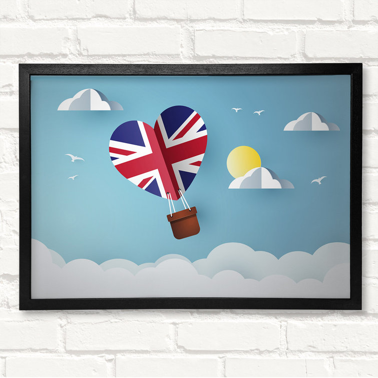 Latitude Run Union Jack Hot Air Balloon Closed Corner Frame Print on